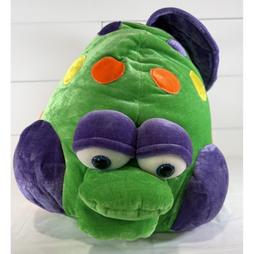 Vintage B.J. Toy Co. 22" Dottie Big Green Fish with Polka Dots, Plush Stuffed